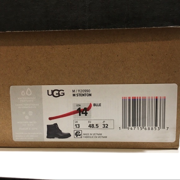 UGG Stenton Waterproof Chukka Boots -Black Leather -Men’s US 14 -NEW - Picture 8 of 9